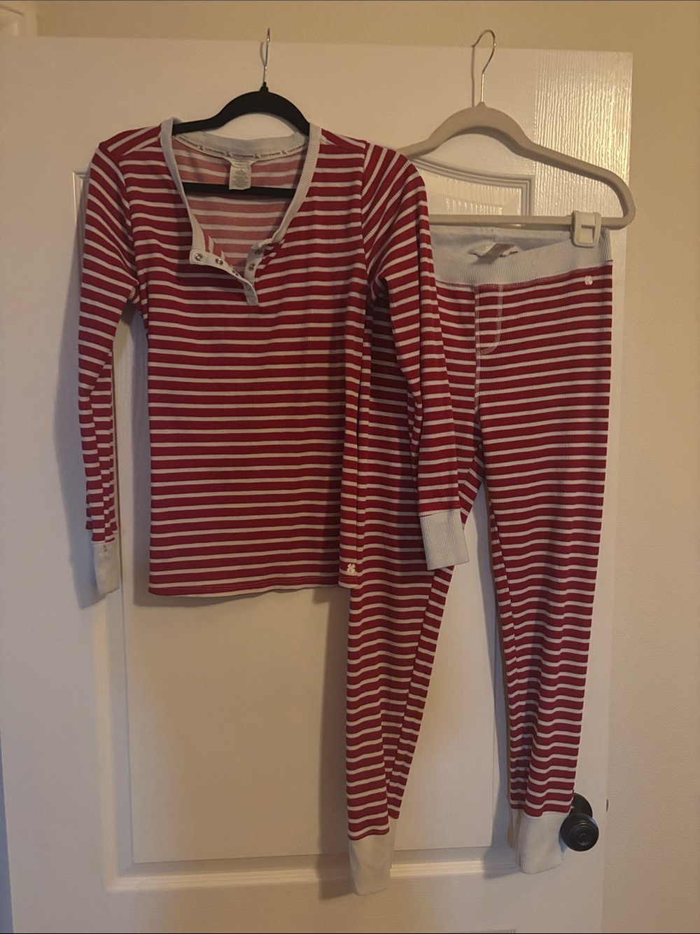 Lucky Brand Red and White Striped Women's Pajama Set